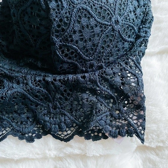 Auden Dark Navy Blue Lightly Padded Lined Lace Strappy Bralette Large - Picture 3 of 12